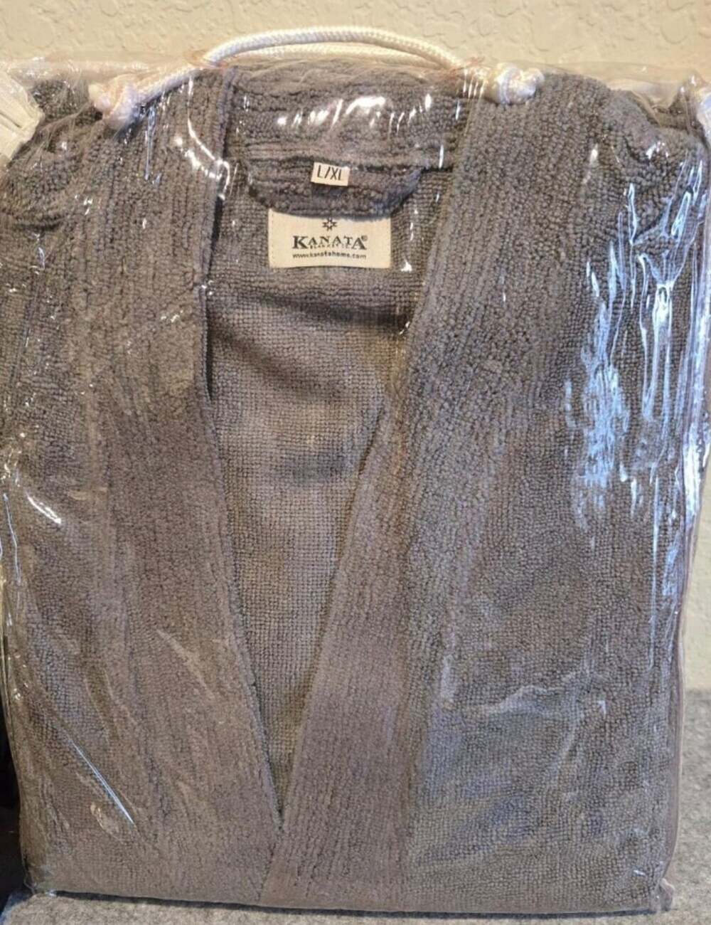 Kanata Robe Size L/XL Gray Terry Bathrobe